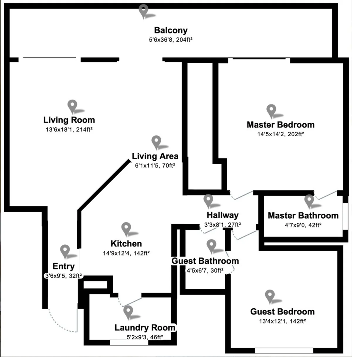 This image presents an inviting open-concept interior, highlighting the living room with a plush sleeper sofa, a smart TV, the open kitchen with bar seating, and a balcony overlooking the canal and golf course. The layout also hints at the master bedroom and other spaces, but the focus is on the shared gathering areas.